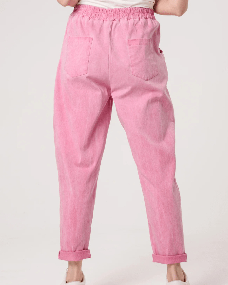 Pink Washed Relaxed Fit Magic Trousers - Pink Poodle Boutique - NV3812IT003 - PINK