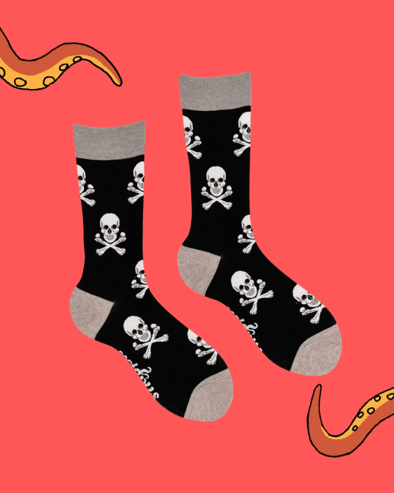 Pirate Skull & Crossbones Crew Socks - Pink Poodle Boutique - 