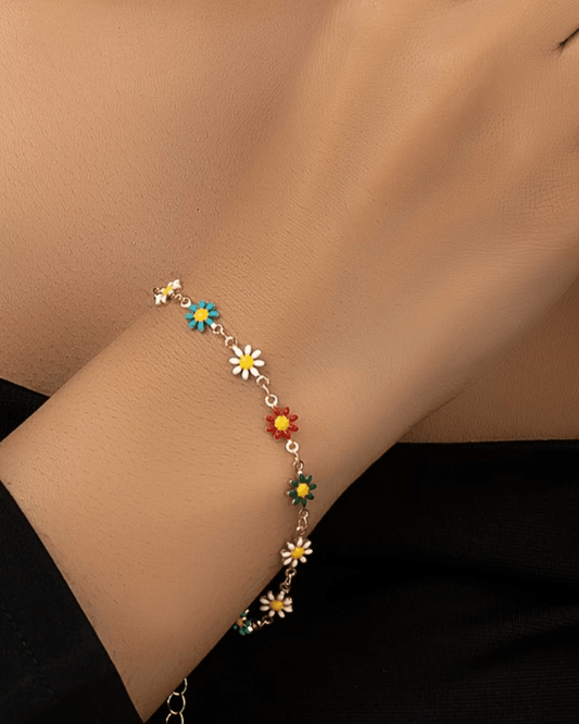 Rainbow Daisy Chain Bracelet - Pink Poodle Boutique - BR - RAINBOWDAISY