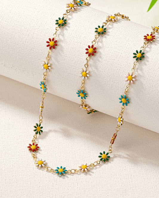 Rainbow Daisy Chain Necklace - Pink Poodle Boutique - NL - RAINBOWDAISY