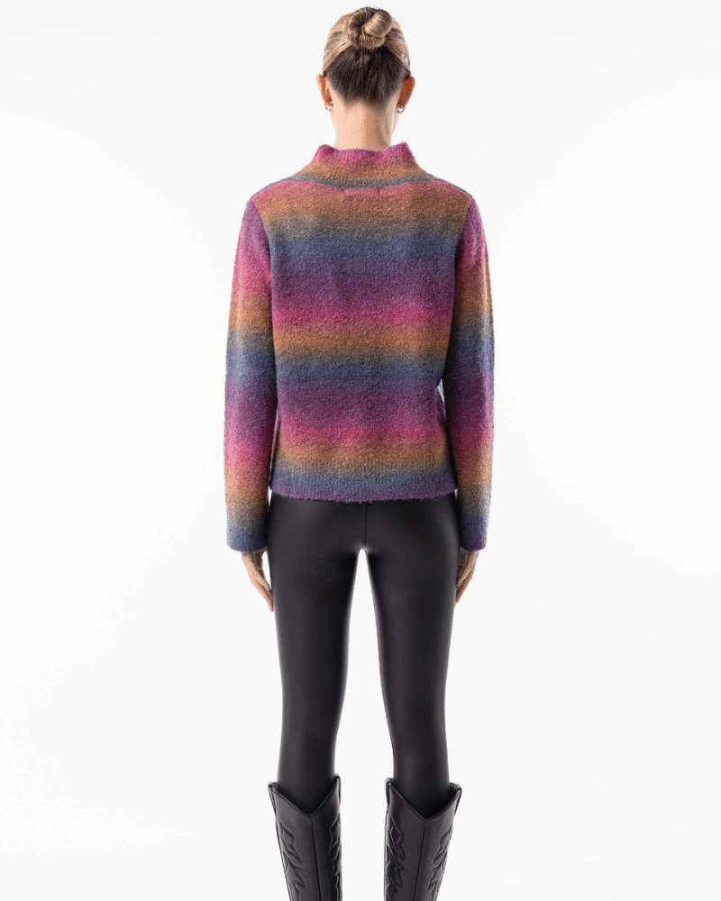 Rainbow Ombre Mock Neck Jumper - Pink Poodle Boutique - M038382-S
