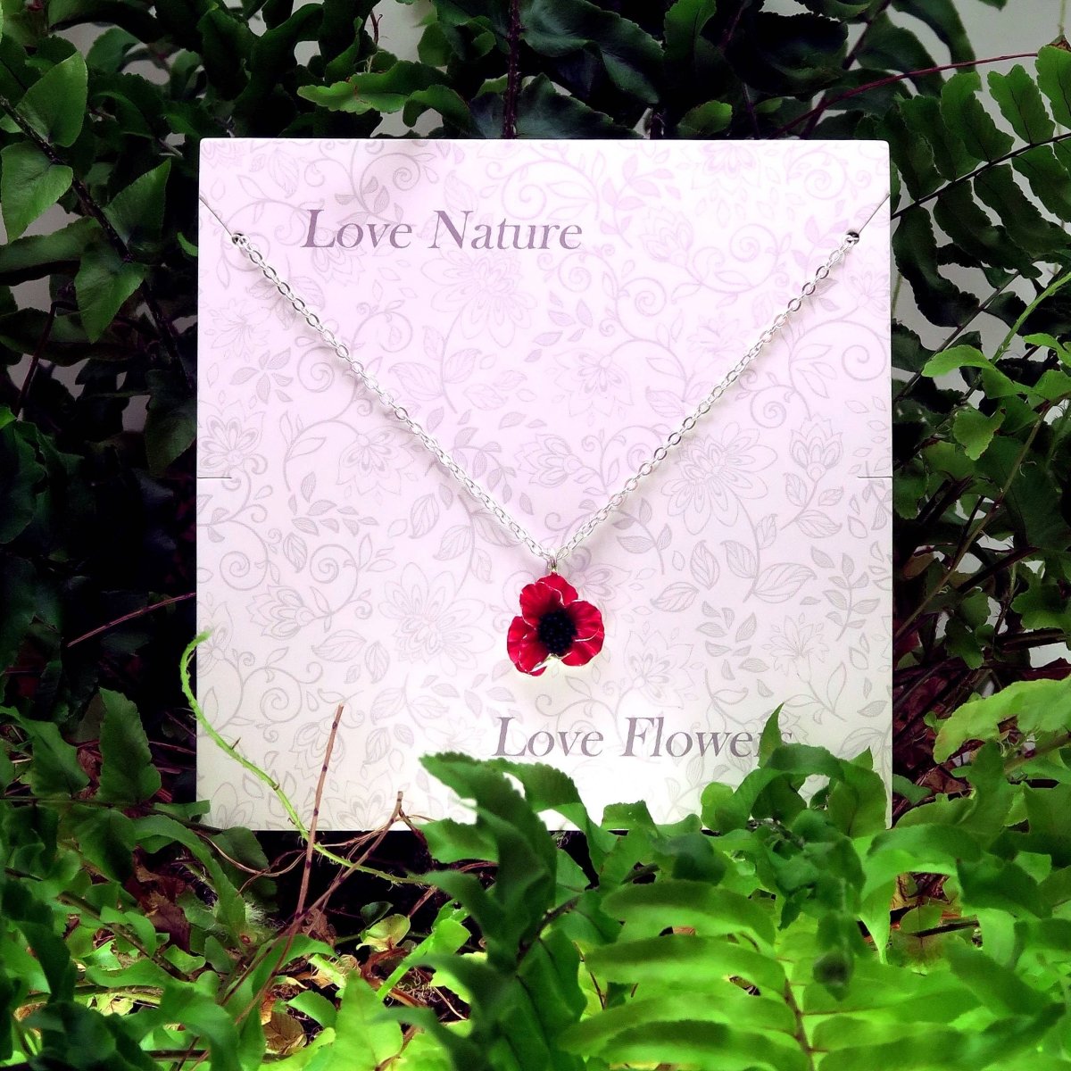 Red Poppy Flower Pendant Necklace - Pink Poodle Boutique - ATH587