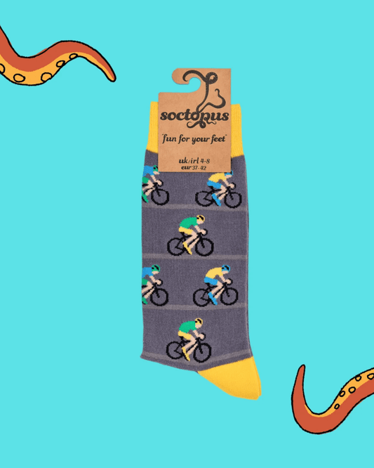 Road Race Cycling Crew Socks - Pink Poodle Boutique - S2056S - GREY