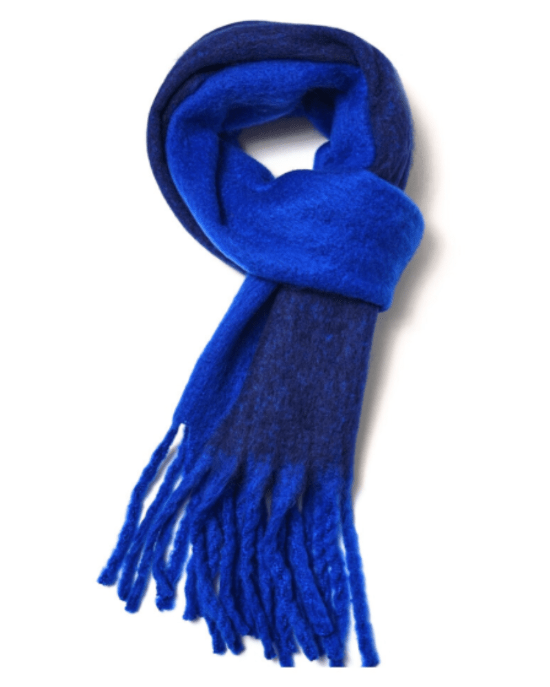 Royal Blue Chunky Block Colour Blanket Scarf - Pink Poodle Boutique - 23335-ROYALBLUE