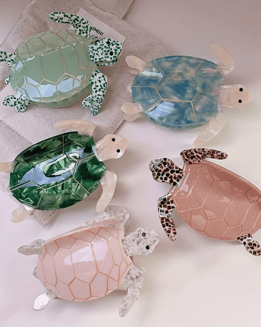 Sea Turtle Iridescent Hair Claws - Pink Poodle Boutique - CLAW - TURTLE BROWN