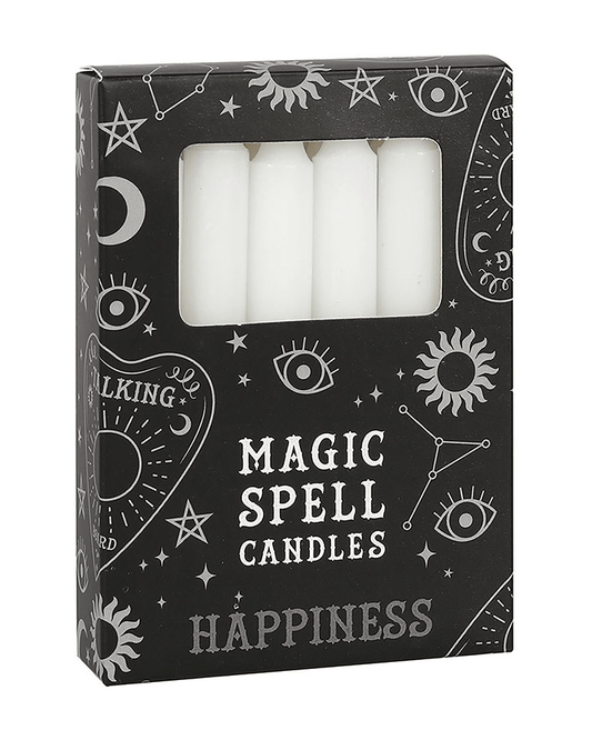 Set of 12 White 'Happiness' Magic Spell Candles - Pink Poodle Boutique - FI - 16028