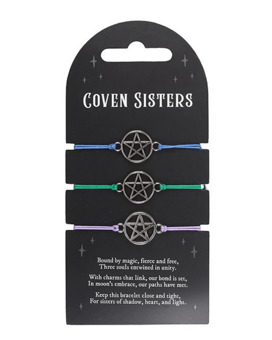 Set of 3 Coven Sisters Pentagram Friendship Bracelets - Pink Poodle Boutique - CL - 44826
