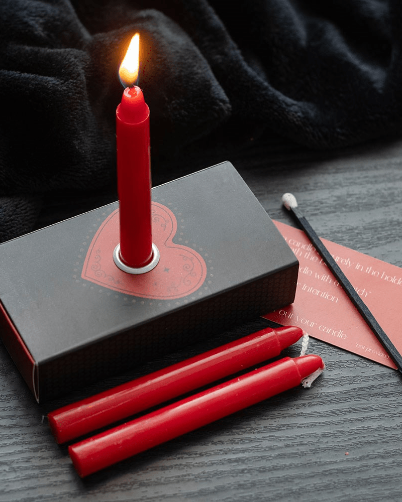 Set of 3 Love Spell Candles & Holder - Pink Poodle Boutique - LO_36225