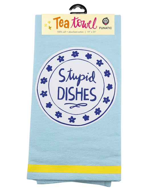 Stupid Dishes Tea Towel - Pink Poodle Boutique - 96220020
