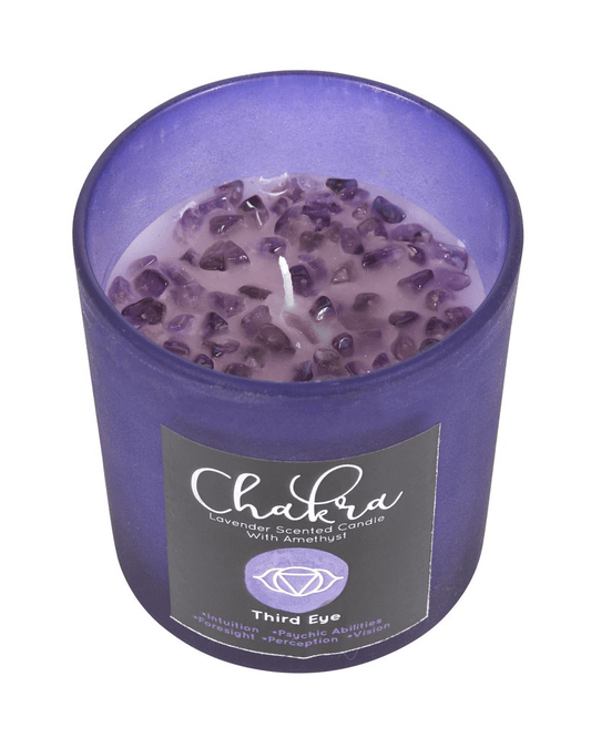 Third Eye Chakra Lavender Crystal Chip Candle - Pink Poodle Boutique - CK-29023
