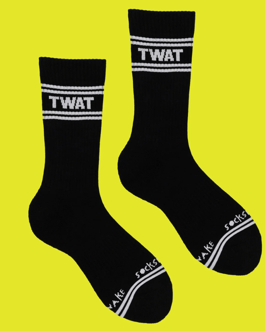 Twat Sweary Sport Socks Black & White - Pink Poodle Boutique - SS005OS