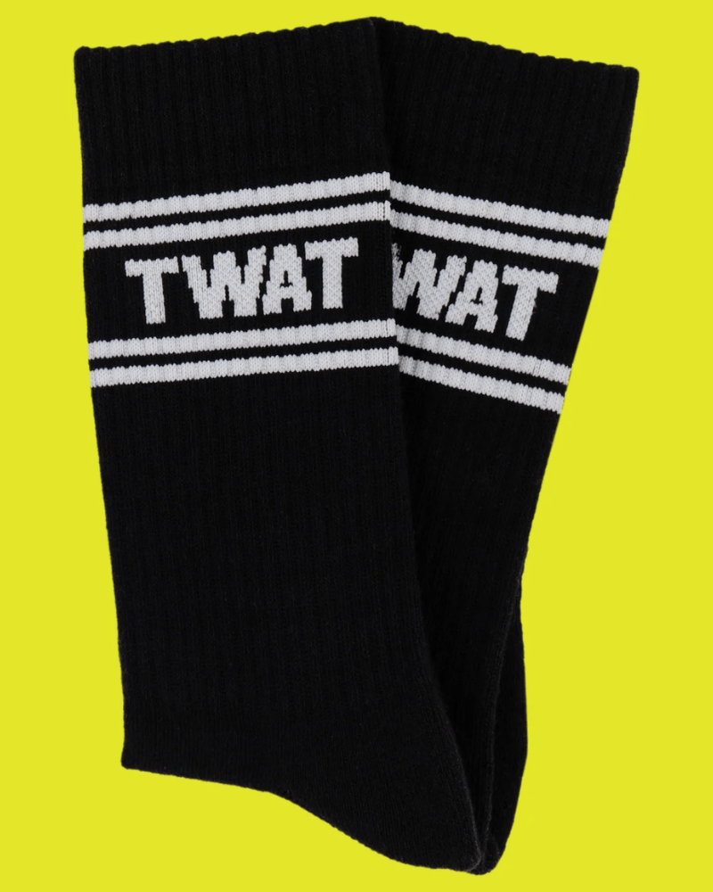 Twat Sweary Sport Socks Black & White - Pink Poodle Boutique - SS005OS