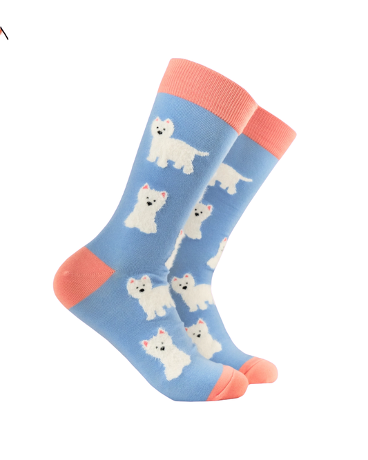Fluffy Westie Dog Crew Socks
