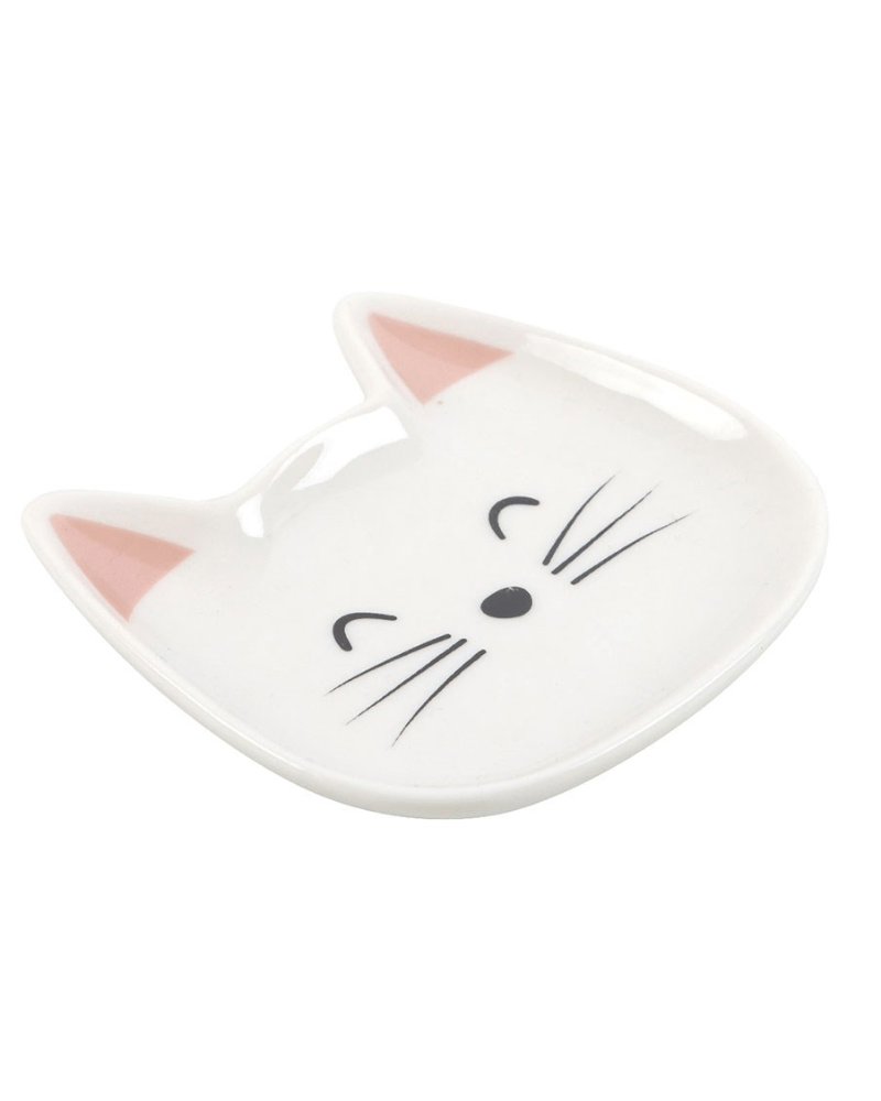 White Cat Face Trinket Dish - Pink Poodle Boutique - KI_67426