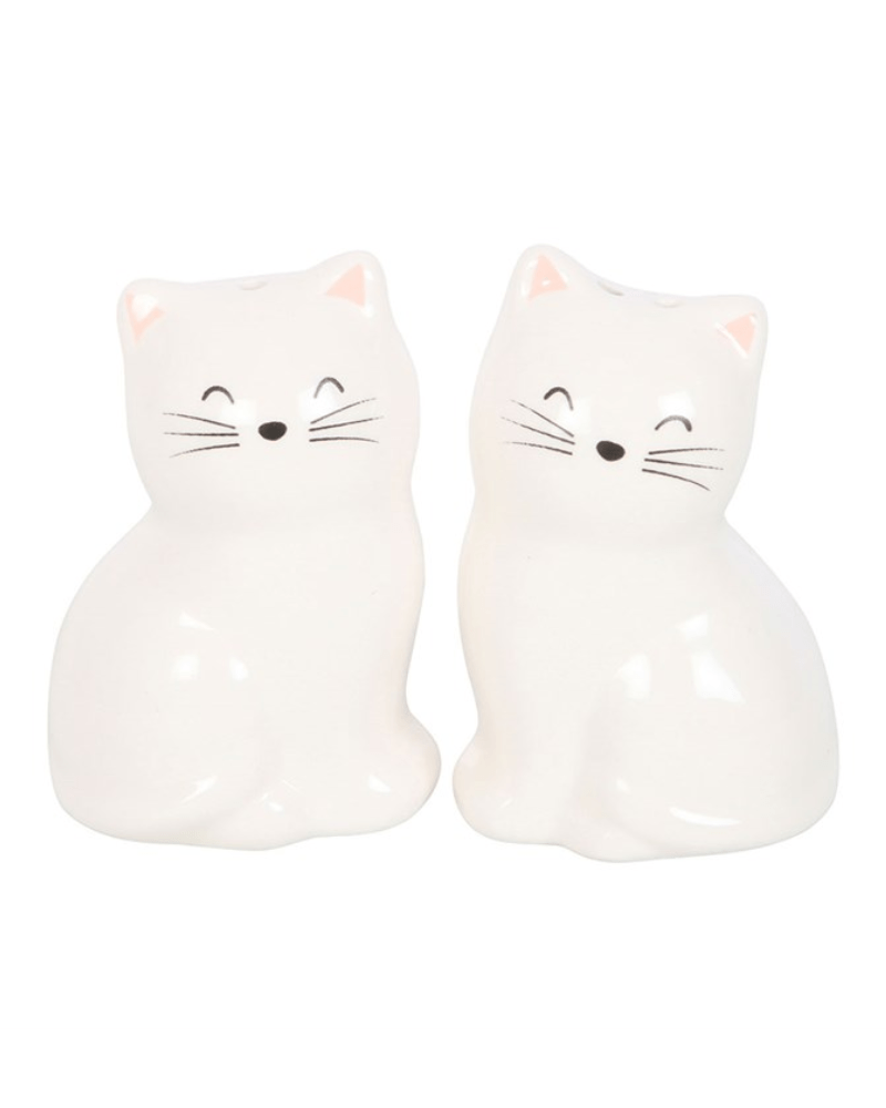 White Cat Salt & Pepper Set - Pink Poodle Boutique - KI_67126