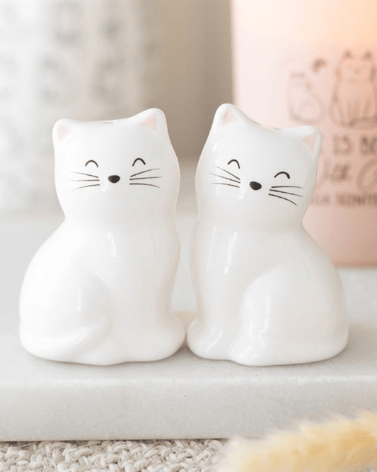 White Cat Salt & Pepper Set - Pink Poodle Boutique - KI_67126