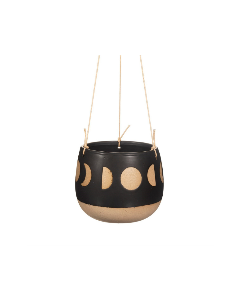 Moon Phases Hanging Planter Black