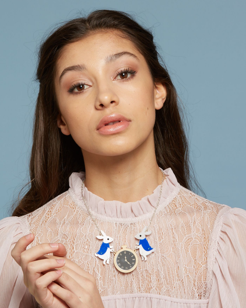 White 2025 rabbit necklace