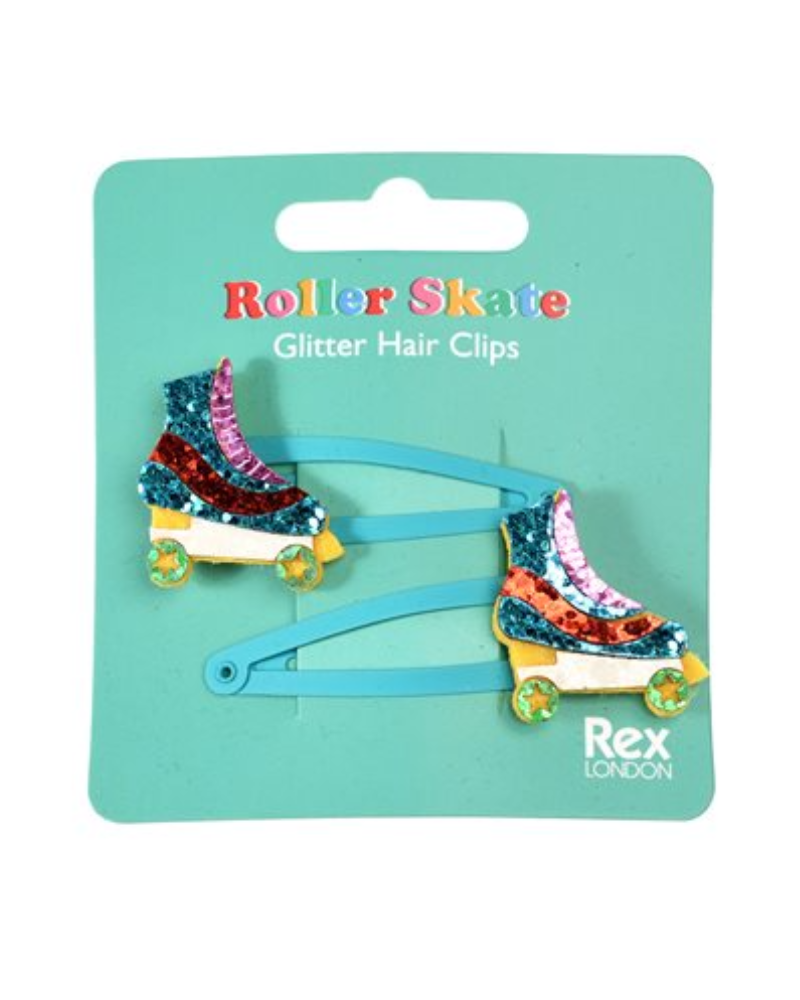 Roller Skate Glitter Hair Clips