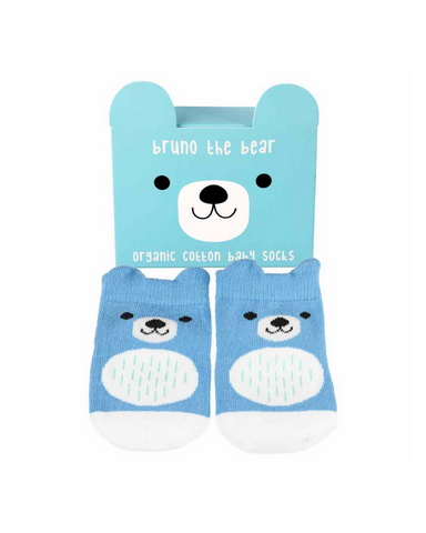 Bruno The Bear Blue Baby Socks