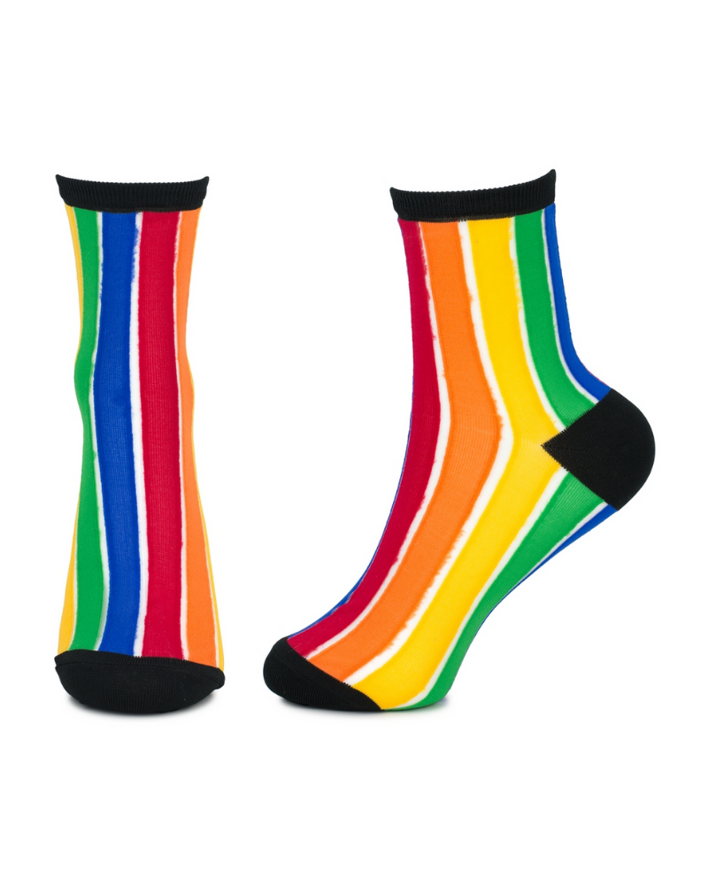 Sheer Rainbow Stripe Unisex Ankle Socks