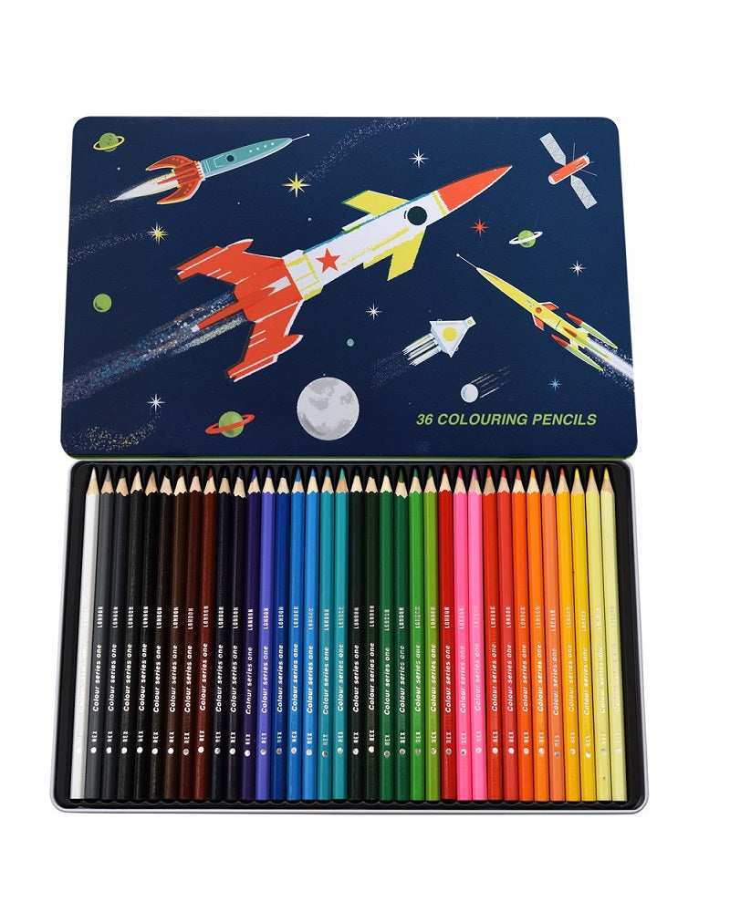 Space Age Colouring Pencils Tin Set Of 36