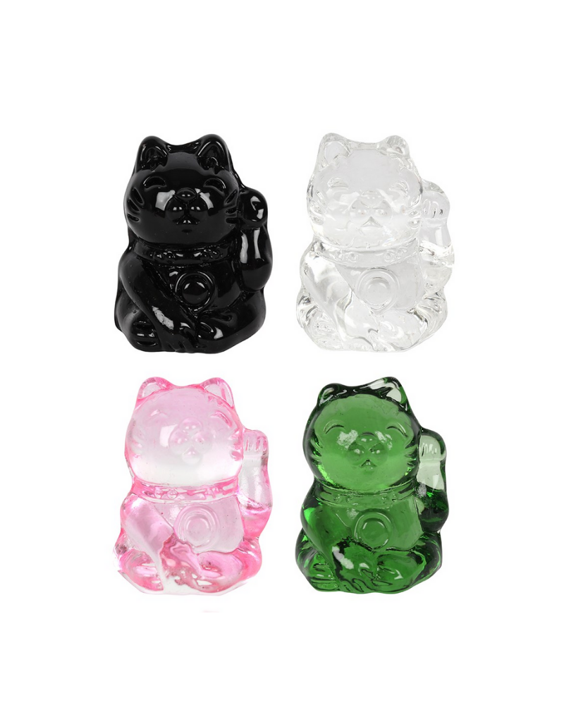 Lucky Cat Glass Charm In Pouch