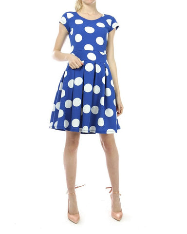 Polka Dot Skater Dress Blue