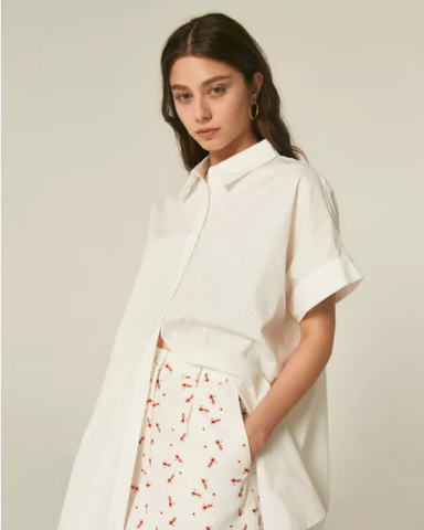 White Poplin Shirt Dress With Pockets By Compania Fantastica