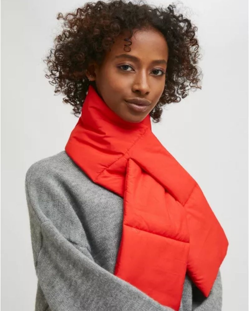 Red Quilted Loop Scarf