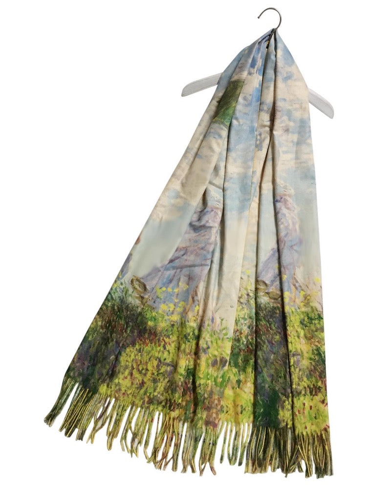 Claude Monet Lady With Parasol Artist Painting Wool Pashmina Scarf