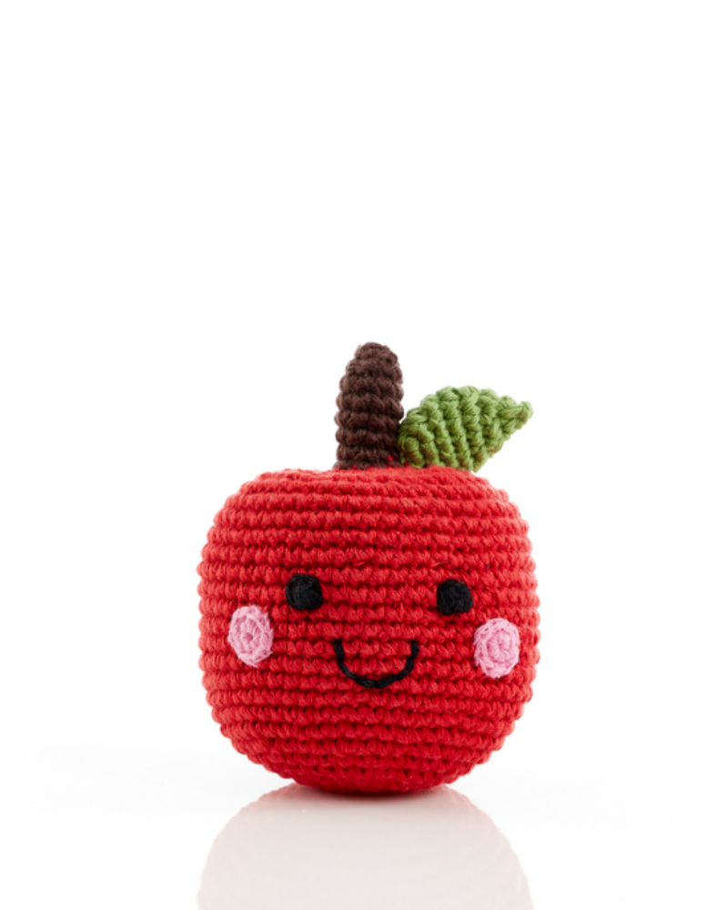 Friendly Apple Crochet Rattle Toy
