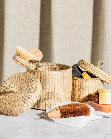 Seagrass  Baskets With Lid Set Of 2