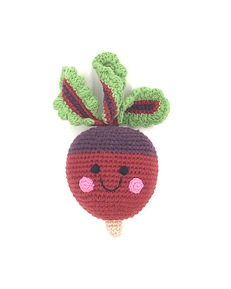 Friendly Beetroot Crochet Rattle Toy