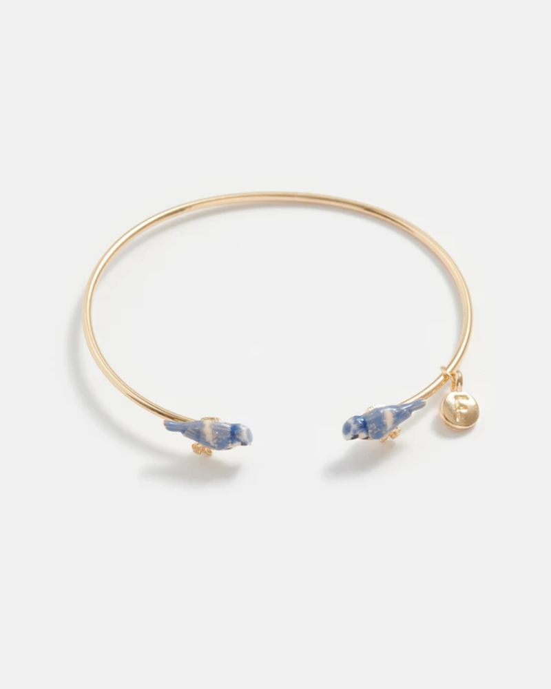 Blue Tit Enamel Bangle Bracelet By Fable