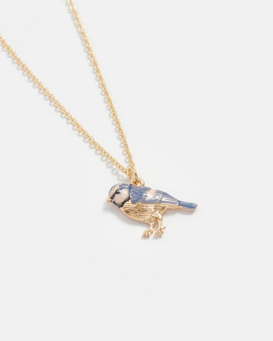 Blue Tit Enamel Short Necklace By Fable