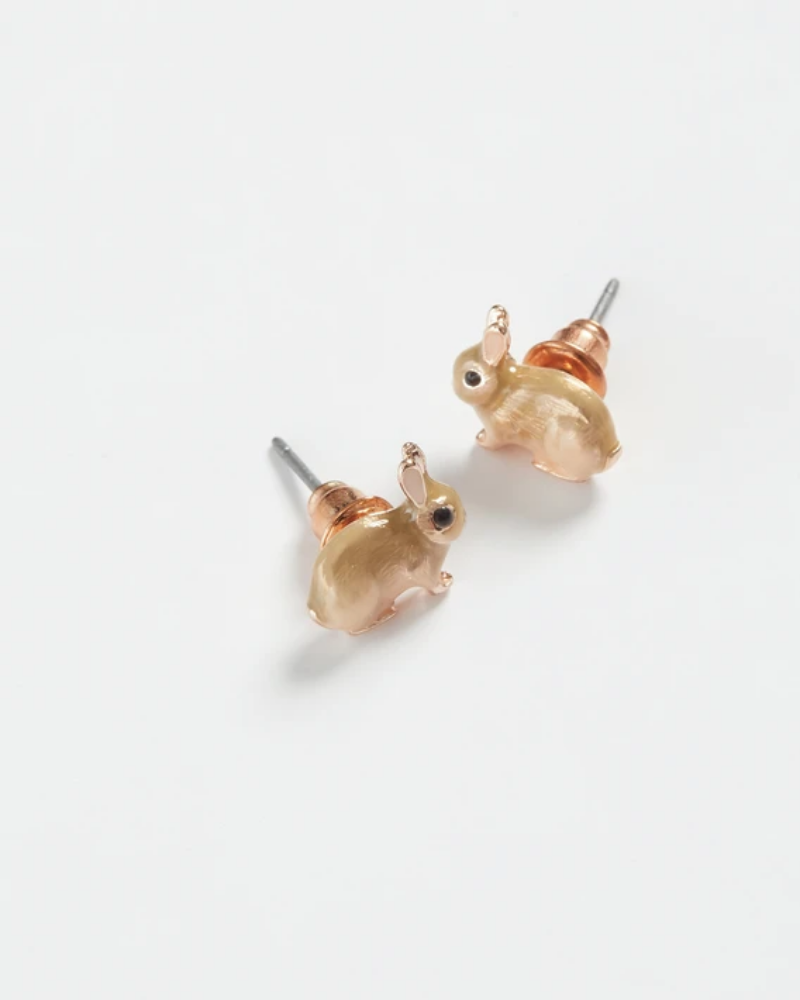 Bunny Rabbit Enamel Earrings By Fable