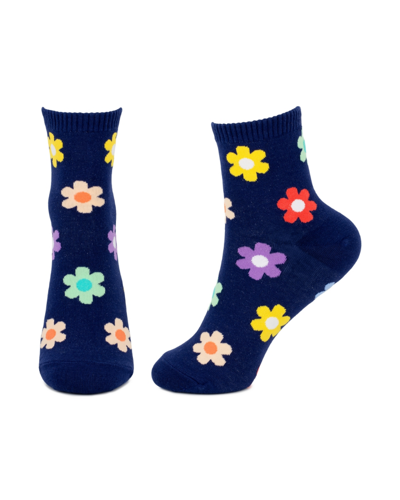 Bright Flower Socks Navy