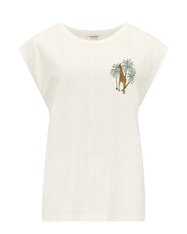 Chrissy Giraffe Jungle Embroidery Tank T-Shirt Sugarhill Brighton