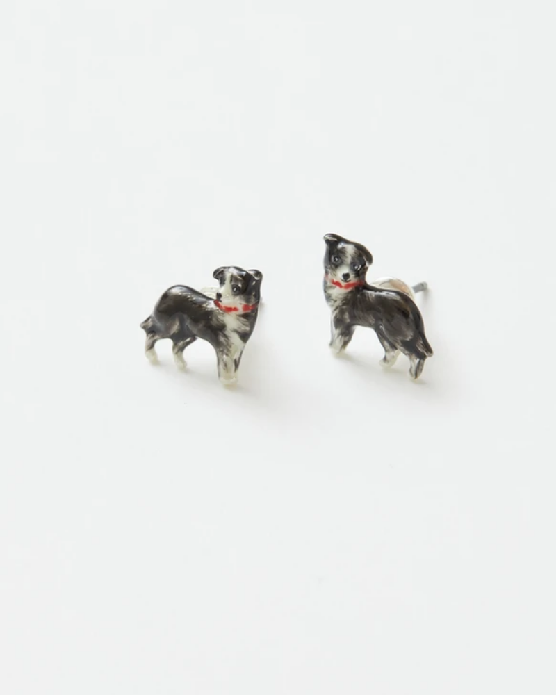Collie Dog Enamel Earrings By Fable
