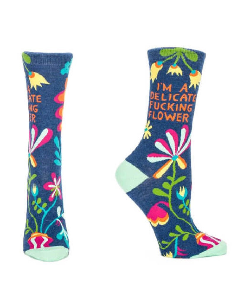 Delicate Fucking Flower Ladies Crew Socks