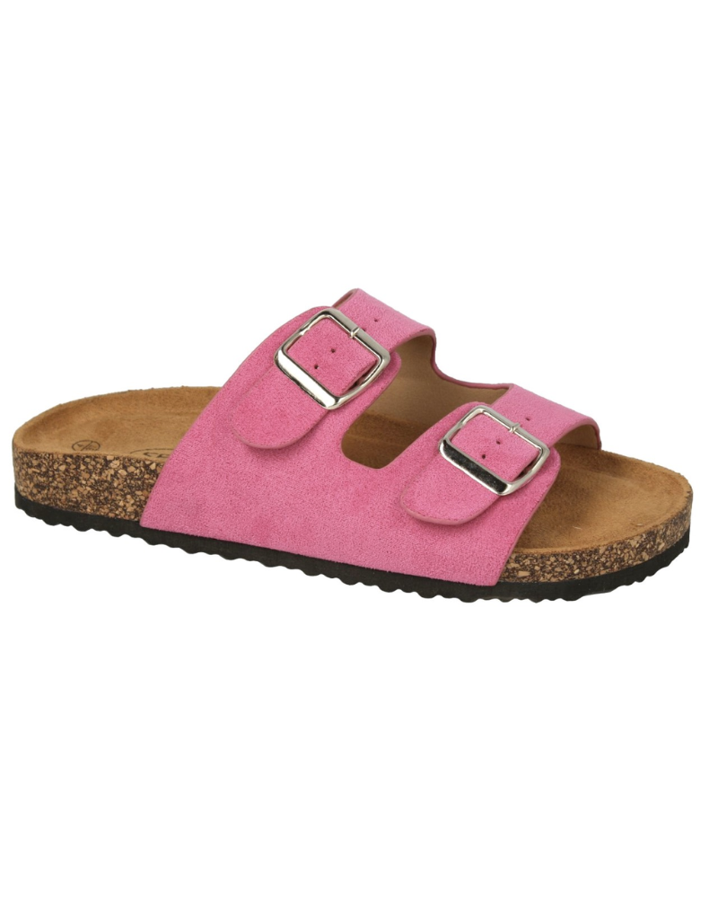 Suede Effect Birkenstock Style Sandals Fuchsia