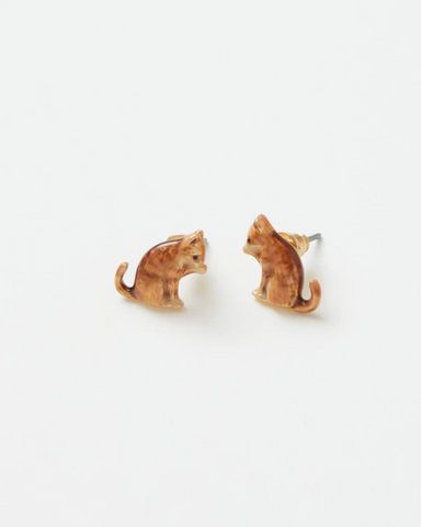 Ginger Cat Enamel Earrings By Fable