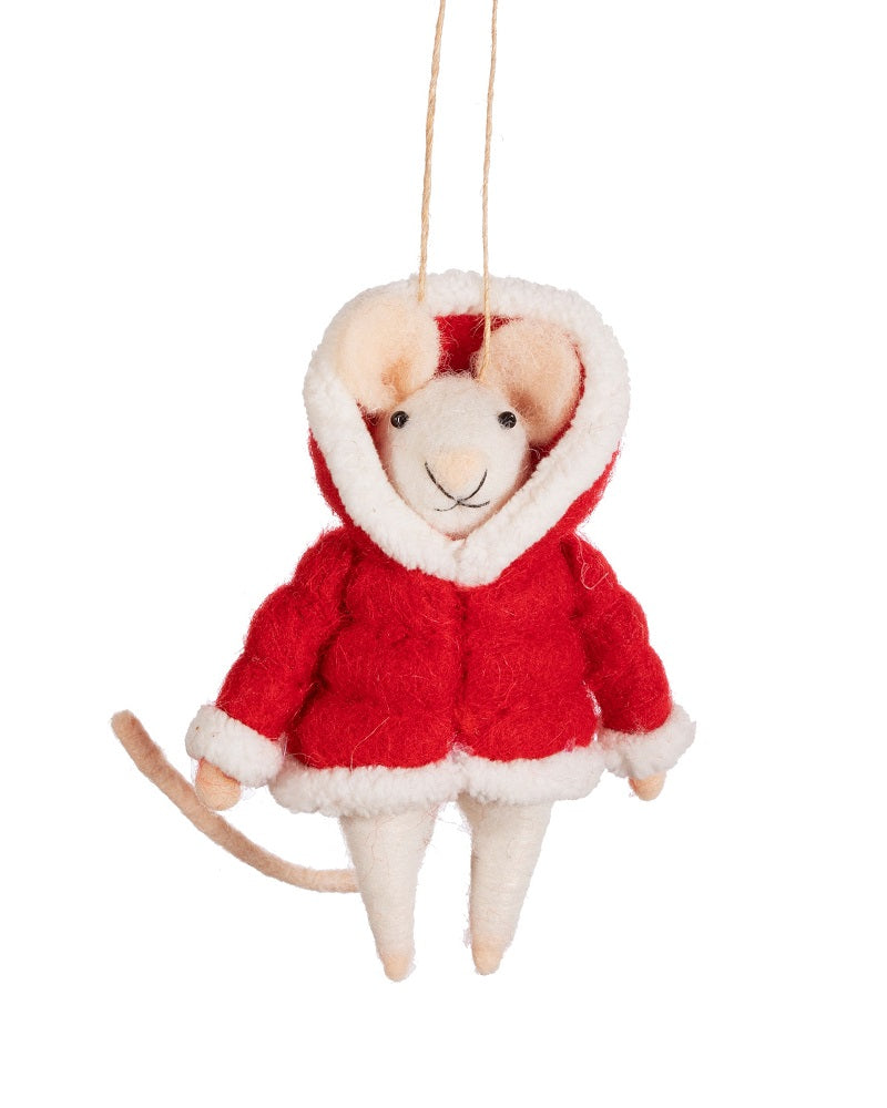 Mouse In Puffer Jacket Felt Decoration