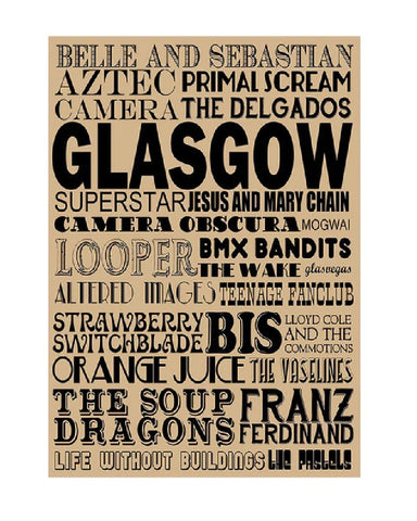 Glasgow Bands A3 Art Print
