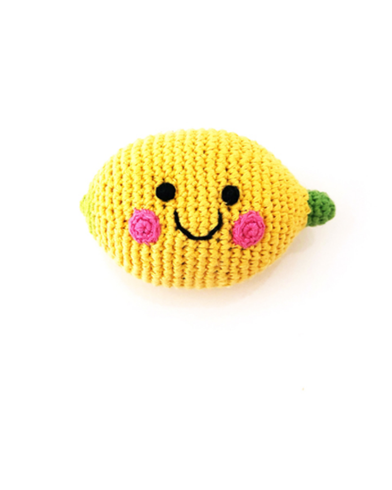Friendly Lemon Crochet Rattle Toy