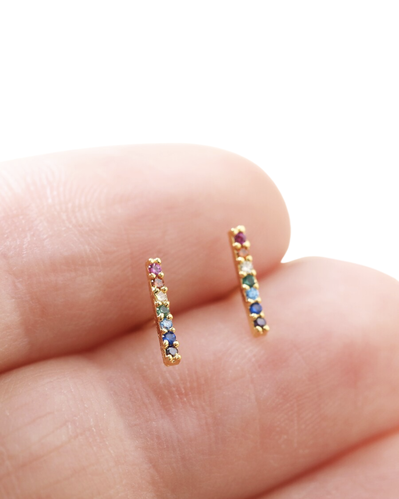 Crystal Rainbow Bar Earrings