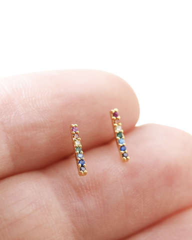 Crystal Rainbow Bar Earrings