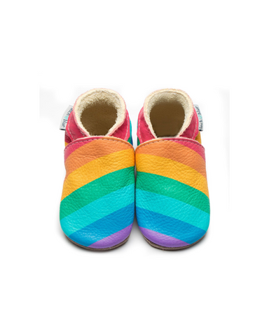 Rainbow Stripes Unisex Leather Baby Shoes By Inch Blue