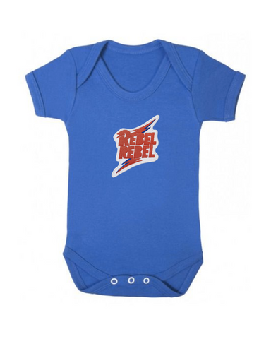 Rebel Rebel Bowie Baby Onesie Blue